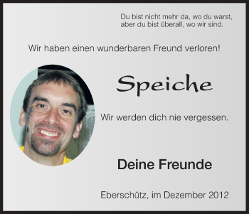 Traueranzeige von Speiche  von HNA