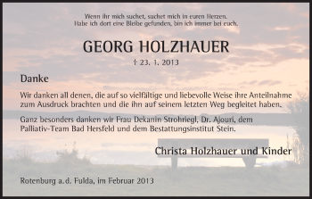 Traueranzeige von Georg Holzhauer von HNA