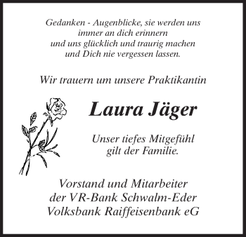 Traueranzeige von Laura Jäger von HNA