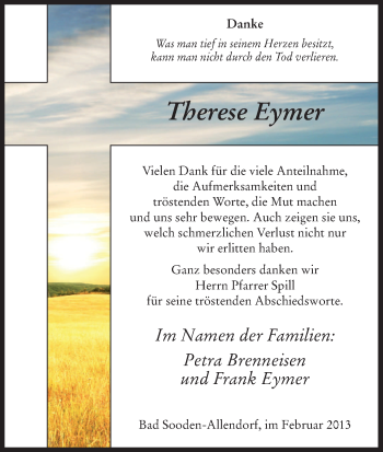 Traueranzeige von Therese Eymer von HNA