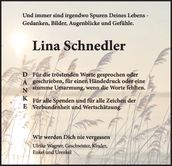 Traueranzeige von Lina Schnedler von HNA