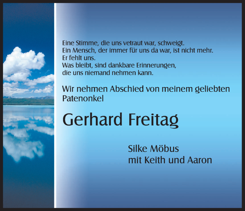  Traueranzeige für Gerhard Freitag vom 24.06.2013 aus HNA