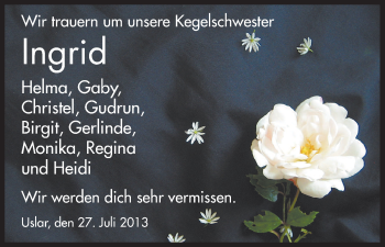 Traueranzeige von Ingrid  von HNA