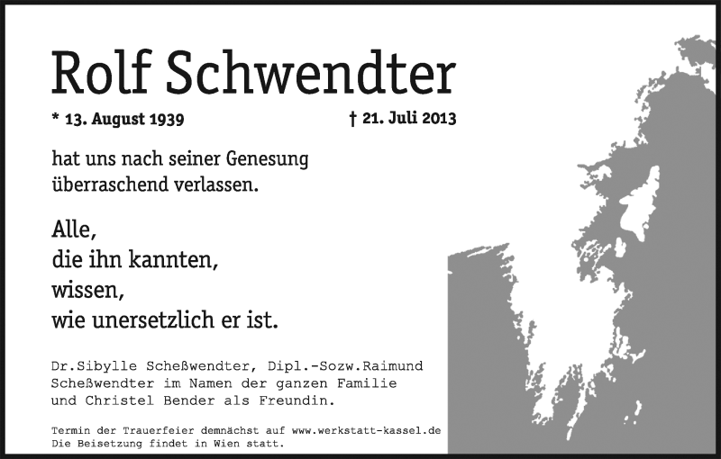  Traueranzeige für Rolf Schwendter vom 27.07.2013 aus HNA