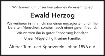 Traueranzeige von Ewald Herzog von HNA