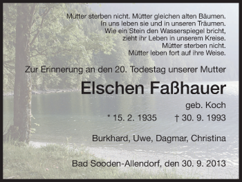 Traueranzeige von Elschen Faßhauer von HNA