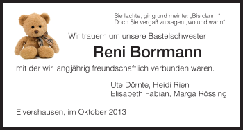 Traueranzeige von Reni Borrmann von HNA