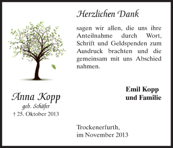 Traueranzeige von Anna Kopp von HNA
