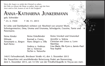 Traueranzeige von Anna-Katharina Junkermann von HNA