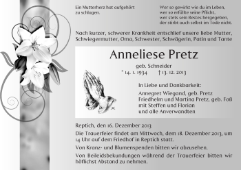 Traueranzeige von Anneliese Pretz von HNA