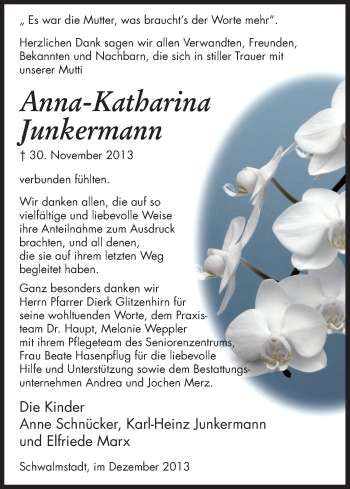 Traueranzeige von Anna-Katharina Junkermann von HNA