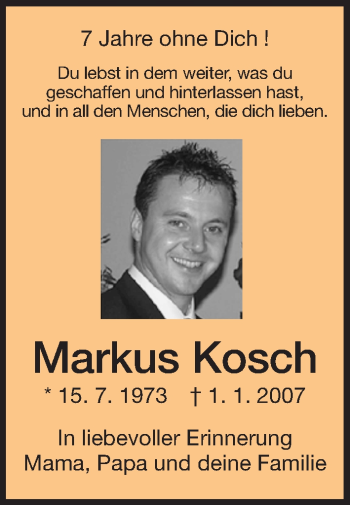 Traueranzeige von Markus Kosch von HNA