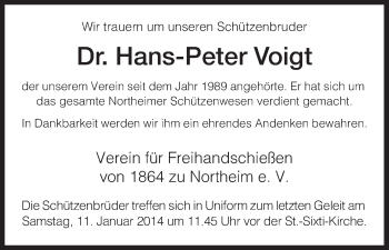 Traueranzeige von Hans-Peter Voigt von HNA