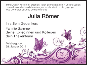 Traueranzeige von Julia Römer von HNA