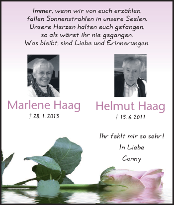 Traueranzeige von Marlene und Helmut Haag von HNA