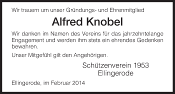 Traueranzeige von Alfred Knobel von HNA