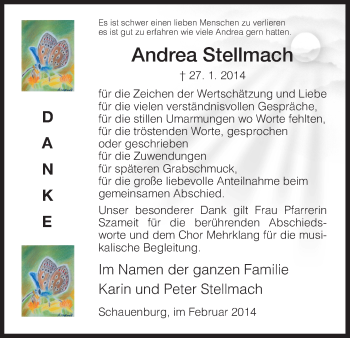 Traueranzeige von Andrea Stellmach von HNA