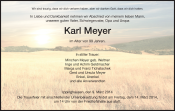 Traueranzeige von Karl Meyer von HNA