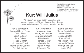 Traueranzeige von Kurt Willi Julius von HNA