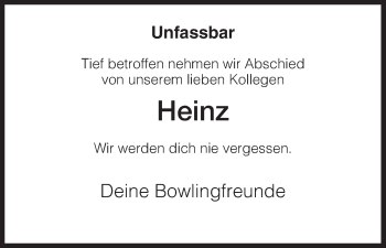 Traueranzeige von Heinz  von HNA