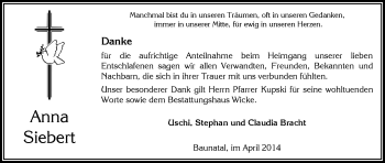 Traueranzeige von Anna Siebert von HNA