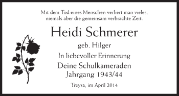 Traueranzeige von Heidi Schmerer von HNA