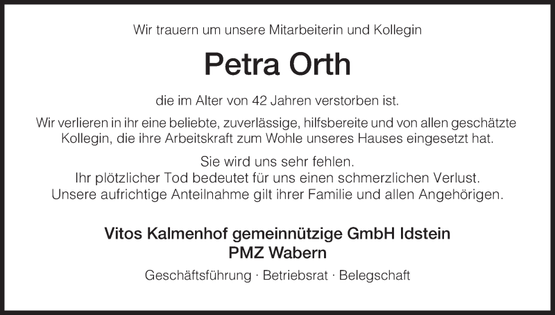  Traueranzeige für Petra Orth vom 10.05.2014 aus HNA