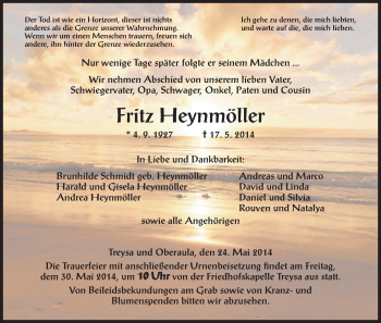 Traueranzeige von Fritz Heynmöller von HNA