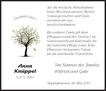 Traueranzeige von Anna Knüppel von HNA