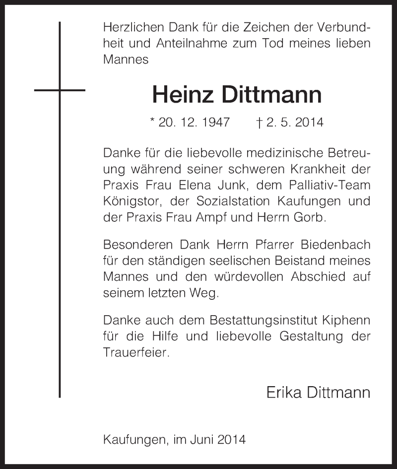 Traueranzeigen von Heinz Dittmann Trauer.HNA.de