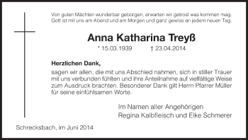 Traueranzeige von Anna Katharina Treyß von HNA