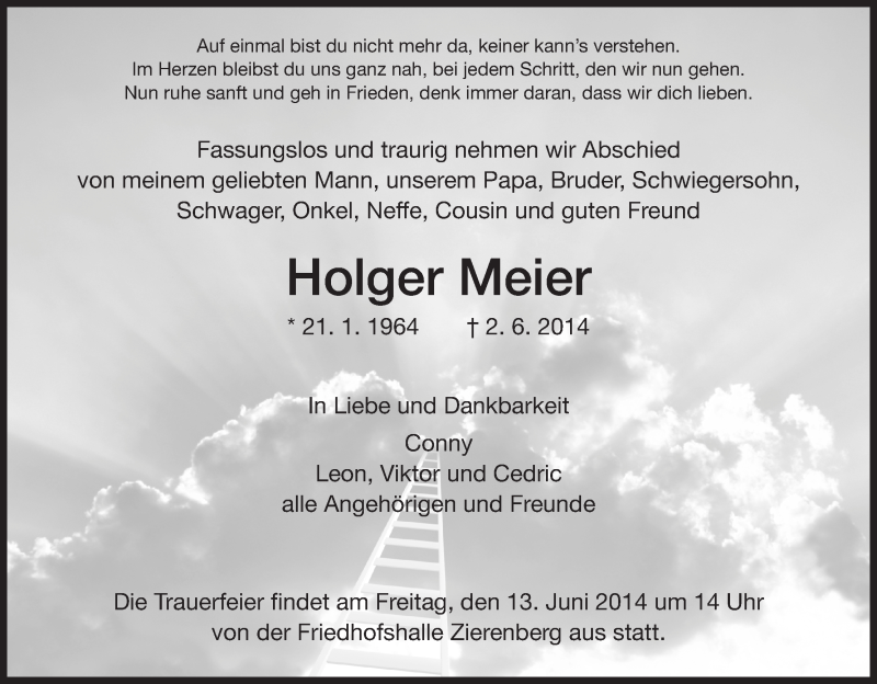  Traueranzeige für Holger Meier vom 07.06.2014 aus HNA