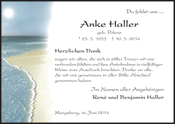 Traueranzeige von Anke Haller von HNA