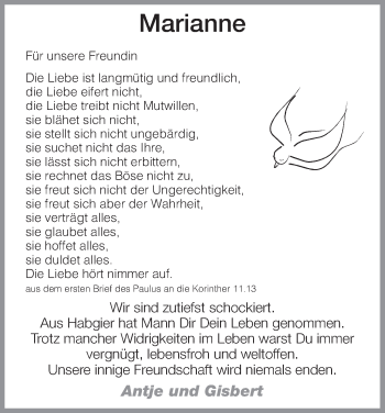 Traueranzeige von Marianne  von HNA