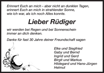 Traueranzeige von Rüdiger  von HNA