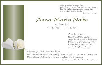 Traueranzeige von Anna-Maria Nolte von HNA
