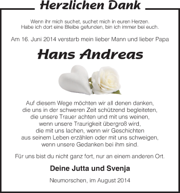 Traueranzeige von Hans Andreas von HNA