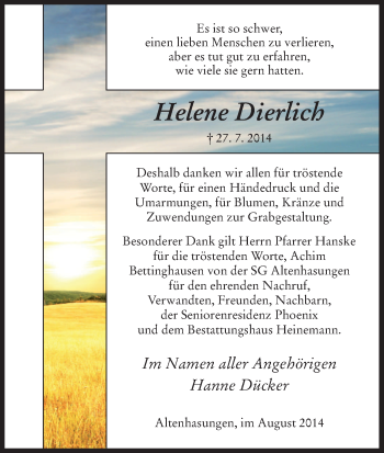 Traueranzeige von Helene Dierlich von HNA