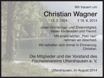 Traueranzeige von Christian Wagner von HNA