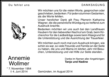 Traueranzeige von Annemie Wollmer von HNA