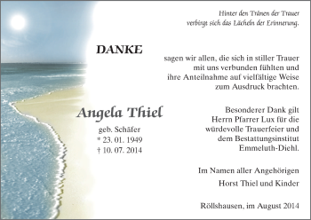 Traueranzeige von Angela Thiel von HNA