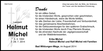 Traueranzeige von Helmut Michel von HNA