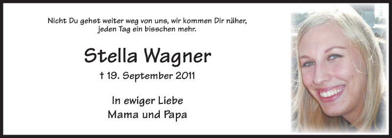  Traueranzeige für Stella Wagner vom 19.09.2014 aus HNA