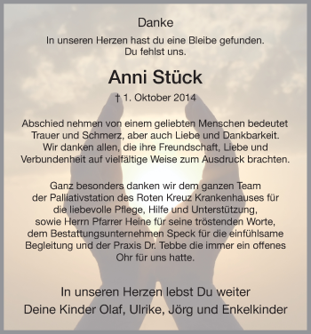 Traueranzeige von Anni Stück von HNA