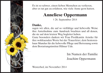 Traueranzeige von Anneliese Oppermann von HNA