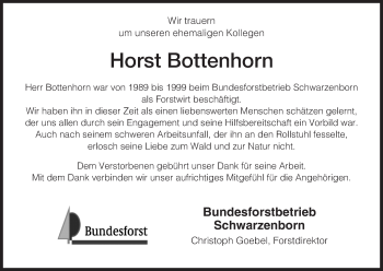 Traueranzeige von Horst Bottenhorn von HNA