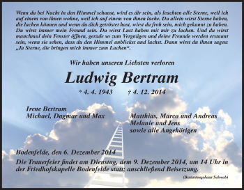 Traueranzeige von Ludwig Bertram von HNA