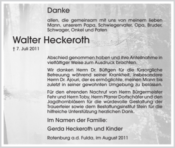 Traueranzeige von Walter Heckeroth von HNA