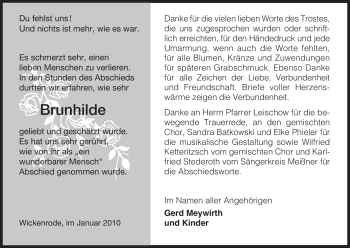 Traueranzeige von Brunhilde Unbekannt von HNA