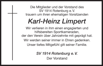 Traueranzeige von Karl-Heinz Limpert von HNA